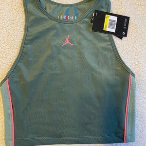 NWT Nike Jordan Essential Crop Tank Top Dutch Green / Pink
